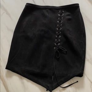 4sienna the label black suede tie skirt